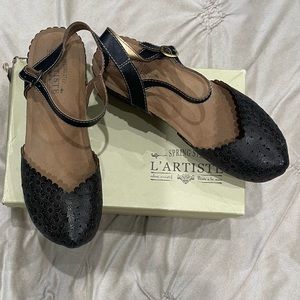 Floral Mary Jane wedged clogs